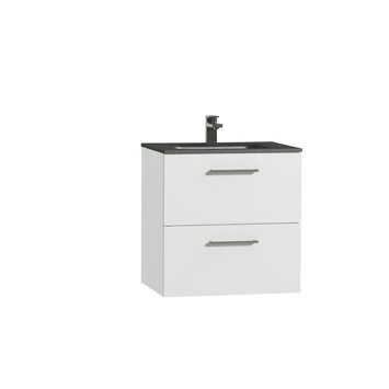 Tiger Badkamermeubel Studio 60cm Hoogglans Wit/matzwart Met RVS Greep