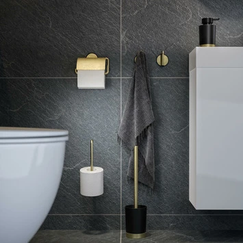 TIGER WC-BORSTELHOUDER TUNE VRIJSTAAND MESSING ZWART - Afbeelding 2