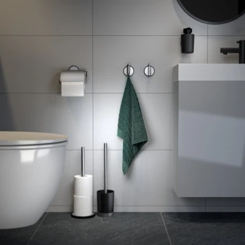 Tiger Tune Toiletrolhouder Met Klep Geborsteld RVS/mat Zwart - Afbeelding 4