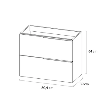Tiger Badmeubelset Pocket 80 Cm Met 2 Lades Naturel Eik Incl. Looppoten - Afbeelding 3