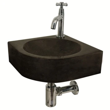 Atlantic Fonteinset Georgia Kwartrond Zwart Natuursteen 30x30x10 Cm