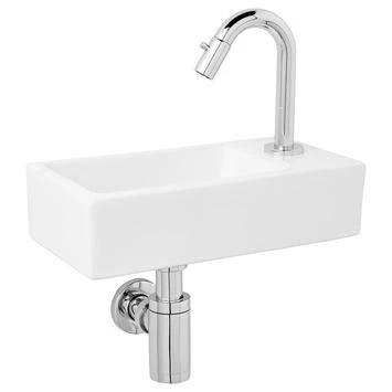 Atlantic Fonteinset Henry Rechts Wit Keramiek Chroom 36x18x9 Cm