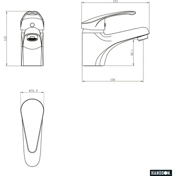 Handson Wastafelkraan Diane Met Hendel Chroom - Afbeelding 2