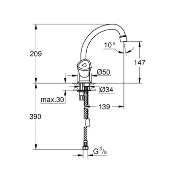 Grohe Wastafelkraan Costa Trend 2-knops Chroom - Afbeelding 3