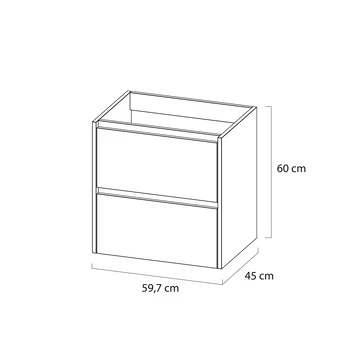 Tiger Reverse Meubelset Met 2 Lades 60 Cm Chalet Eik / Mat Zwart Inclusief Quadro Wastafel Mat Zwart - Afbeelding 8