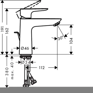 Hansgrohe Wastafelkraan Talis E Met Hendel En Waste Wit - Afbeelding 2