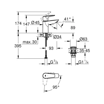 Grohe Wastafelkraan Start Edge S-size QuickFix Chroom - Afbeelding 7