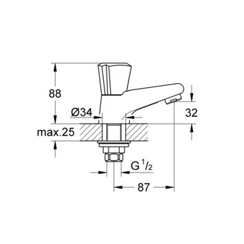 Grohe Fonteinkraan Costa Trend Met Draaiknop Chroom - Afbeelding 2