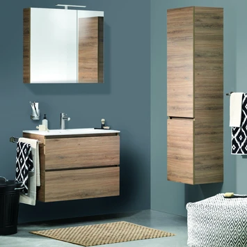 Tiger Karlo Badkamermeubel 80 Cm Chalet Eiken Met Wastafel Hoogglans Wit - Afbeelding 5