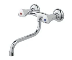 OK Keukenkraan 2-knops Onderuitloop Chroom 15 Cm