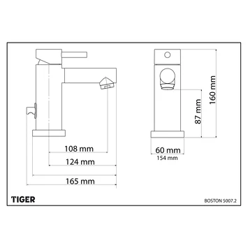 Tiger Wastafelkraan Boston Met Hendel En Waste Chroom - Afbeelding 7