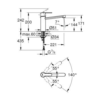 Grohe Keukenkraan Get M Met Hendel Chroom - Afbeelding 2