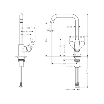 Hansgrohe Keukenkraan Ecos L Met Hendel Chroom - Afbeelding 3