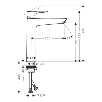 Hansgrohe Mysport XL Wastafelkraan Eengreeps Met Waste - Afbeelding 2