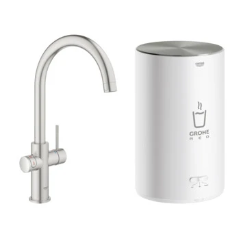 Grohe Red Compact Keukenkraan Met C-uitloop En 4 Liter Kokend Water Boiler Supersteel