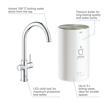 Grohe Red Compact Keukenkraan Met C-uitloop En 4 Liter Kokend Water Boiler Supersteel - Afbeelding 4