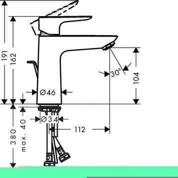 Hansgrohe Wastafelkraan Talis E Met Hendel En Waste Zwart - Afbeelding 2