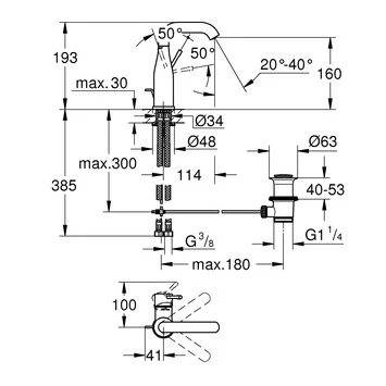 GROHE Wastafelkraan Essence M-size Met Hendel En Waste Warm Sunset - Afbeelding 2