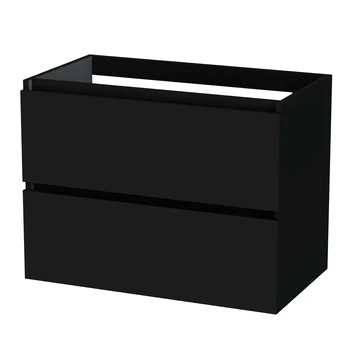 Tiger Karlo Badkamermeubel 80cm Mat Zwart Met Eiken Wasblad En Keramische Waskom - Afbeelding 2