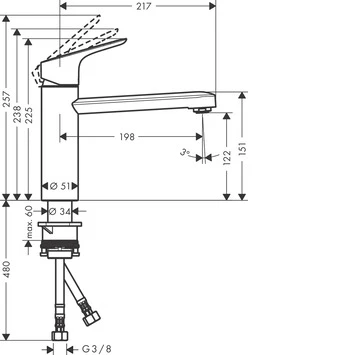 Hansgrohe Keukenkraan Focus M43 Met Hendel Chroom 120 - Afbeelding 3