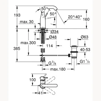 GROHE Wastafelkraan Essence M-size Met Hendel En Waste Supersteel - Afbeelding 4