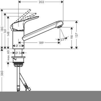 Hansgrohe Keukenkraan Focus M43 Met Hendel Chroom 100 - Afbeelding 2