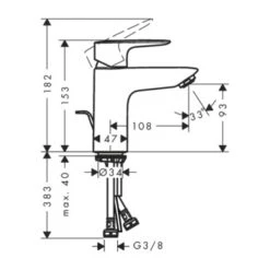 Hansgrohe Mysport L Wastafelkraan Eengreeps Met Waste