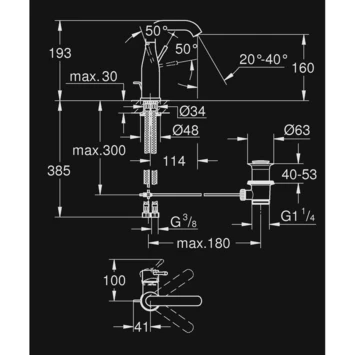 GROHE Wastafelkraan Essence M-size Met Hendel En Waste Cool Sunrise - Afbeelding 3