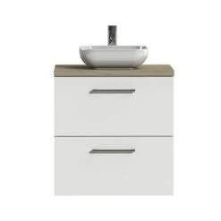 Tiger Badkamermeubel Studio 60cm Hoogglans Wit/witte Waskom Met Ronde Greep