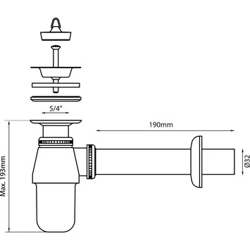 Sanivesk Plugbekersifon 5/4x32mm Chroom - Afbeelding 2