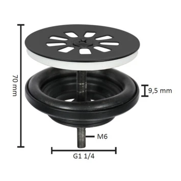 Differnz Afvoerplug Voor Fontein Mat Zwart - Afbeelding 2