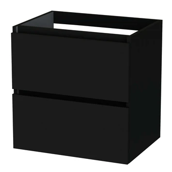 Tiger Karlo Badkamermeubel 60cm Mat Zwart Met Eiken Wasblad En Keramische Waskom - Afbeelding 2