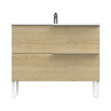 Tiger Badmeubelset Pocket 100 Cm Met 2 Lades Naturel Eik Incl. Looppoten - Afbeelding 6