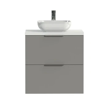 Tiger Badkamermeubel Studio 60 Cm Mat Grijs Met Keramische Waskom Hoogglans Wit En Profielgrepen