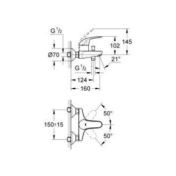 GROHE Badkraan Swift Met Hendel Chroom 15 Cm - Afbeelding 4