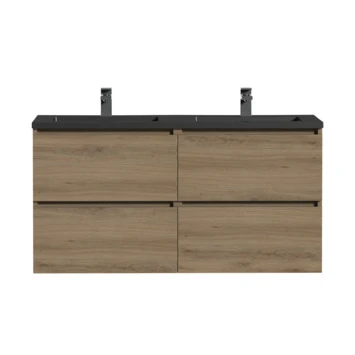 Tiger Karlo Badkamermeubel 120cm Chalet Eik Met Zwart Wastafelblad - Afbeelding 3