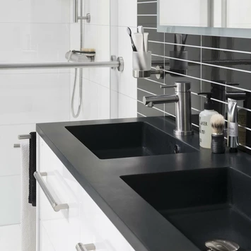 Tiger Karlo Badkamermeubel 120cm Chalet Eik Met Zwart Wastafelblad - Afbeelding 5