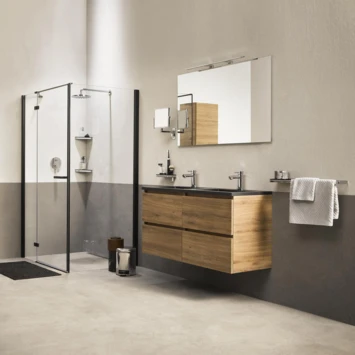 Tiger Karlo Badkamermeubel 120cm Chalet Eik Met Zwart Wastafelblad - Afbeelding 6