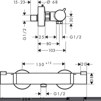 Hansgrohe Thermostatische Douchekraan EcoStat Comfort Zwart - Afbeelding 2