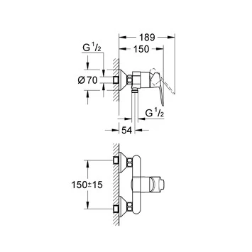 Grohe Douchekraan Start Edge Chroom - Afbeelding 2