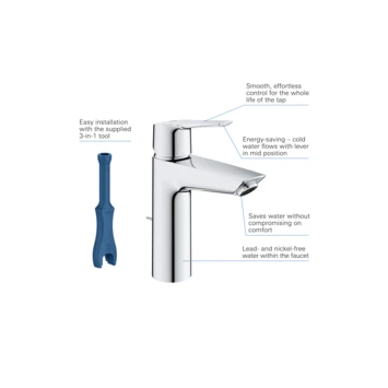 Grohe Wastafelkraan Start M-size Met Waste Quickfix Chroom - Afbeelding 4