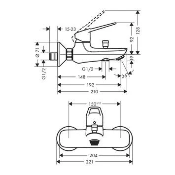 Hansgrohe Novus Loop Badkraan 1-greeps - Afbeelding 2