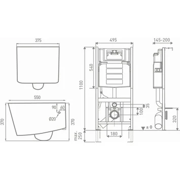 Geberit Inbouwreservoir UP100 Pureflow Met Wandcloset Zonder Spoelrand - Afbeelding 3