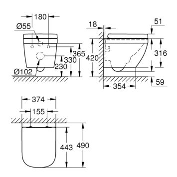 Grohe Wandcloset Ceramic Compact Verkort - Afbeelding 4