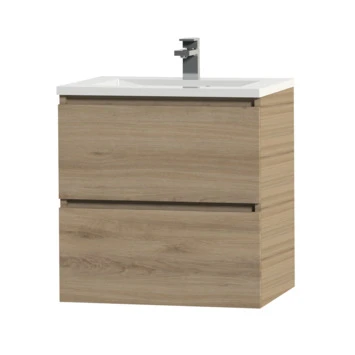 Tiger Karlo Badkamermeubel 60 Cm Chalet Eiken Met Wastafel Hoogglans Wit