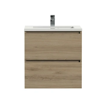 Tiger Karlo Badkamermeubel 60 Cm Chalet Eiken Met Wastafel Hoogglans Wit - Afbeelding 2