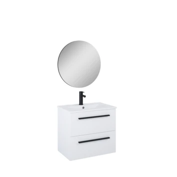 Atlantic Badmeubelset Stella Met spiegel En Witte wastafel 60cm Mat Wit