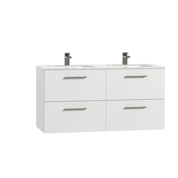 Tiger Studio Badkamermeubel 120cm Hoogglans Wit Met Dubbele Witte Wastafel