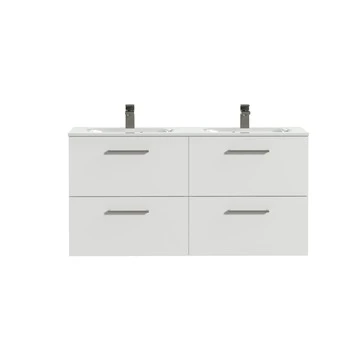 Tiger Studio Badkamermeubel 120cm Hoogglans Wit Met Dubbele Witte Wastafel - Afbeelding 2