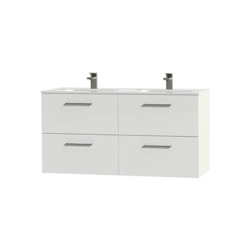 Tiger Studio Badkamermeubel 120cm Hoogglans Wit Met Dubbele Witte Wastafel - Afbeelding 3